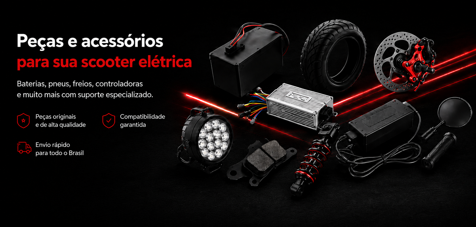 Peças e acessórios para scooter elétrica